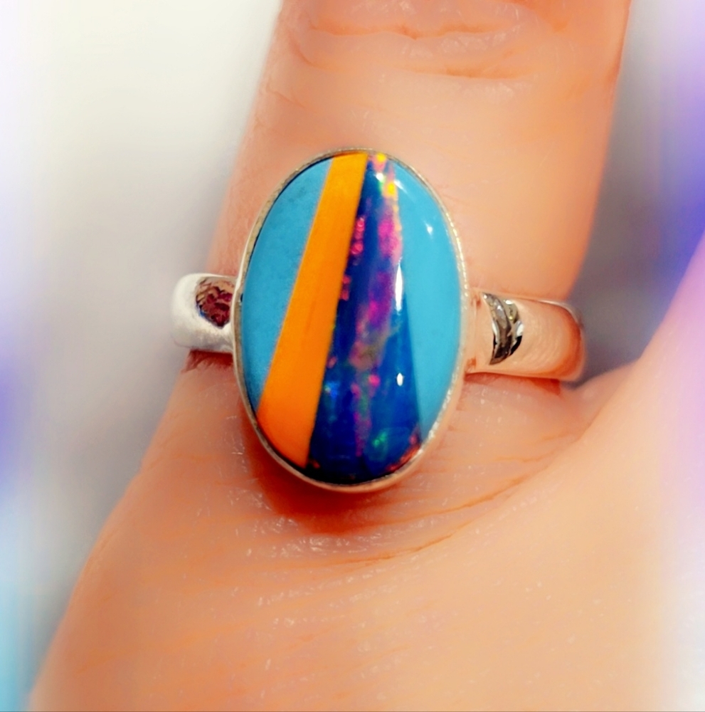 Opal Sterling Gemstone Ring